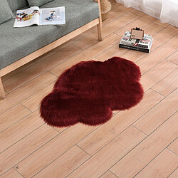 LUUCOZK Tapis moelleux en fausse fourrure pour chambre à coucher, salon - Nuage rouge vin-60x120CM 