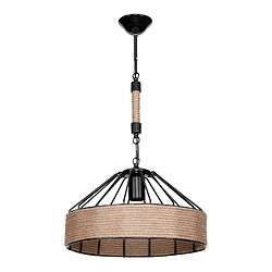 Helloshop26 Lustre lampe lumière suspendu suspension en métal corde de jute 61 cm E27 noir / naturel 03_0007448