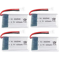 4 Pièces Batterie Lipo Rechargeable 3.7V, 600mAh pour Drones Rc Quadricoptères Syma X5 X5C X5SC X5SW, Cheerson CX-30W, Skytech M68, Wltoys F949