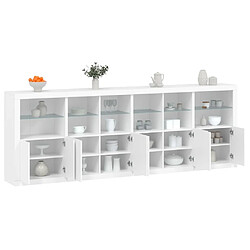 Maison Chic Commode Buffet - Meuble de rangement avec lumières LED blanc 283x37x100 cm -GKD43328