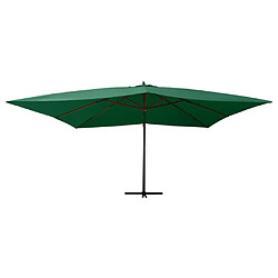 Helloshop26 Parasol meuble de jardin en porte-à-fau x avec mât en bois 400 x 300 cm vert 02_0008629