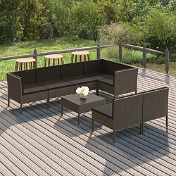 Maison Chic Salon de jardin 8 pcs + coussins - Mobilier/Meubles de jardin - Table et chaises d'extérieur Résine tressée Gris -MN45654