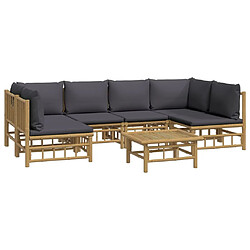 Avis Maison Chic Salon de jardin 7 pcs + coussins - Mobilier/Meubles de jardin - Table et chaises d'extérieur gris foncé bambou -MN64117