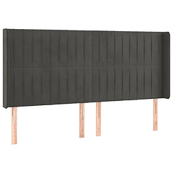 Maison Chic Tête de lit scandinave avec oreilles,meuble de chambre Gris foncé 163x16x118/128 cm Velours -MN56953