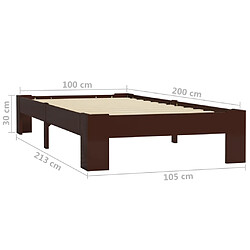 vidaXL Cadre de lit sans matelas marron foncé pin massif 100x200 cm pas cher