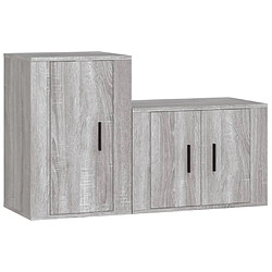 vidaXL Ensemble de meubles TV 2 pcs Sonoma gris Bois d'ingénierie