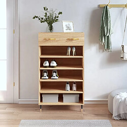 Maison Chic Armoire à Chaussures,Meuble de Rangement à Chaussures chêne sonoma 60x35x105cm bois d'ingénierie -MN50271