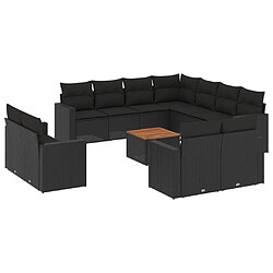 Maison Chic Salon de jardin 12 pcs avec coussins, Ensemble Tables et chaises d'extérieur noir résine tressée -GKD141301