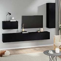 vidaXL Ensemble de meubles TV 4 pcs Noir Bois d'ingénierie