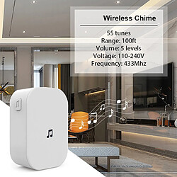 Avis Universal Accueil Sécurité 100dB 300m Télécommande Vidéo sans fil Sonnette 433MHz Prise étanche Smart WiFi Sonnette de porte | Sonnette de porte (blanc)