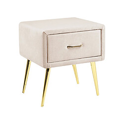 Beliani Table de chevet Velours Beige clair FLAYAT