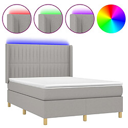 vidaXL Sommier à lattes de lit matelas LED Gris clair 140x190 cm Tissu