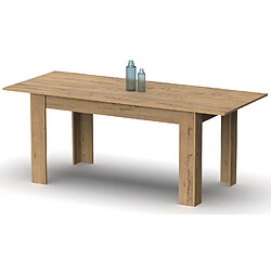 Pegane Table à manger extensible en aggloméré et mélamine coloris chêne doré - Longueur 140-195 x Profondeur 80 x Hauteur 77 cm