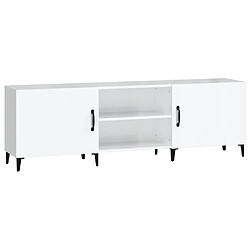 vidaXL Meuble TV blanc brillant 150x30x50 cm bois d'ingénierie