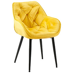 Decoshop26 Chaise de salle à manger x1 design et moderne assise en velours jaune et pieds en métal noir 10_0001493