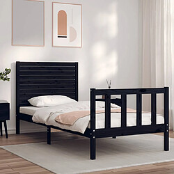 vidaXL Cadre de lit sans matelas noir bois de pin massif