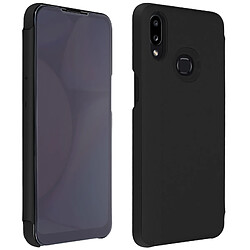 Avizar Housse Galaxy A10s Étui Clapet translucide Design Miroir Support Vidéo noir