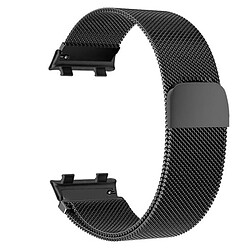 PHONECARE Kit Bracelet Milanese Loop Fermoir Magnétique + Film de Gel Full Cover pour Xiaomi Mi Band 7 - Noir / Transparent