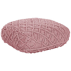 Beliani Coussin de sol BERRECHID Coton Macramé Rose