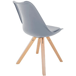 Decoshop26 Chaise de salle à manger x1 style scandinave assise en plastique gris et pieds carrés en bois clair 10_0001453 pas cher