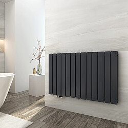 EMKE Radiateur eau chaude en acier Tube Rond Radiateur Mural Anthracite 63x100cm 1343W Double Couche