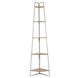 The Home Deco Factory Etagère d'angle 5 niveaux en bois et métal EDISON - Blanc et marron