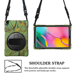 Coque en TPU + Silicone avec béquille combinée pivotante à 360 ° et sangle camouflage pour votre Samsung Galaxy Tab A 10.1 (2019) SM-T515