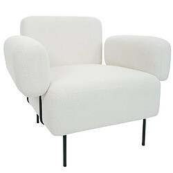 Mendler Fauteuil Lounge HWC-L83b, Fauteuil de cocktail Fauteuil rembourré, tissu bouclé/textile métal, crème-blanc pas cher