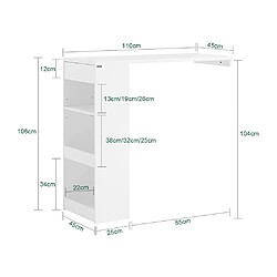 Avis SoBuy FWT101-W Table de Bar Murale, Table Haute de Bar, Table de Cuisine, Table à Manger, Mange-Debout avec 1 Tiroir et 3 Étagères