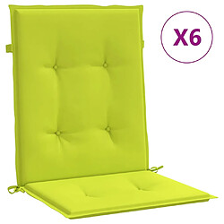 vidaXL Coussins de chaise de jardin à dossier bas lot de 6 vert vif