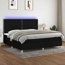 Sommier à lattes,Cadre à lattes de lit et matelas et LED pour Adulte Noir 200x200 cm Tissu -MN91567