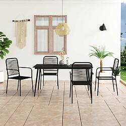 Maison Chic Mobilier à dîner 5 pcs de jardin - Ensemble table et chaises d'extérieur - Salon/Mobilier de jardin classique Corde en coton et acier Noir -MN43168