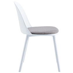 Pegane Lot de 4 chaises de salle à manger en Polypropylène et tissu coloris blanc, gris - Longueur 45 x profondeur 55,50 x hauteur 80 cm