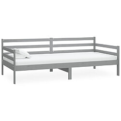 vidaXL Lit de jour sans matelas gris bois de pin massif 90x200 cm