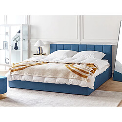 Beliani Lit avec coffre de rangement DREUX 180 x 200 cm Tissu Bleu