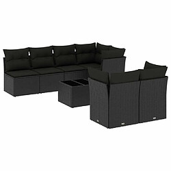 Maison Chic Salon de jardin 8 pcs avec coussins | Ensemble de Table et chaises | Mobilier d'Extérieur noir résine tressée -GKD57996