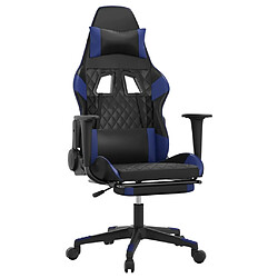 Maison Chic Chaise de jeu, Chaise gaming de massage et repose-pied, Fauteuil gamer,Chaise de Bureau Noir et bleu Similicuir -GKD76238