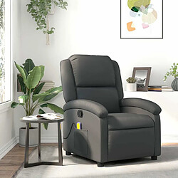 Maison Chic Fauteuil Relax pour salon, Fauteuil de massage inclinable gris cuir véritable -GKD23794