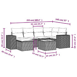 Avis vidaXL Salon de jardin avec coussins 7 pcs marron résine tressée