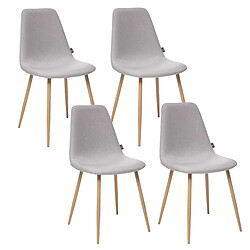 Toilinux Lot de 4 - Chaise design scandinave Roka - Gris clair