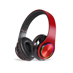 Universal Casque lumineux sans fil bluetooth version 5.0 casque perspective stéréo super basse casque avec micro rouge