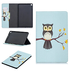 Etui en PU motif imprimé avec support hibou debout sur la branche pour votre Samsung Galaxy Tab A 10.1 (2019) T510