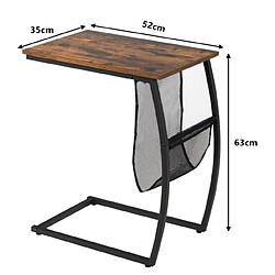 Helloshop26 Table d'appoint bout de canapé de style industriel moderne cadre en métal 52 x 35 x 63 cm pour salon chambre balcon 20_0005202