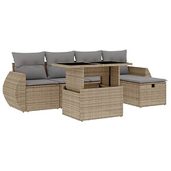 vidaXL Salon de jardin avec coussins 6 pcs beige résine tressée