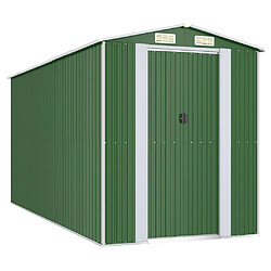 Helloshop26 Abri de jardin cabane cabanon maison de stockage remise extérieur hangar outils robuste 192 x 440 x 223 cm acier galvanisé vert 02_0022364/2