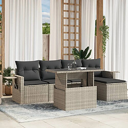 vidaXL Salon de jardin 6 pcs avec coussins gris clair résine tressée