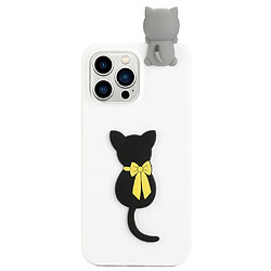 Coque en silicone Motif de dessin animé 3D, anti-chutte, anti-goutte pour votre iPhone 14 Pro - chat noir