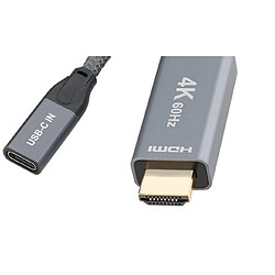 CABLING® Câble Adaptateur femelle USB-C vers prise mâle HDMI 4K 60 Hz - câble nylon 20 cm