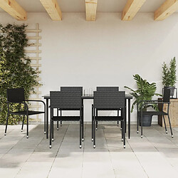 vidaXL Ensemble à manger de jardin 7 pcs noir résine tressée et acier