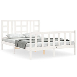 Maison Chic Lit adulte - Cadre Structure de lit avec tête de lit Contemporain blanc 160x200 cm bois massif -MN10286